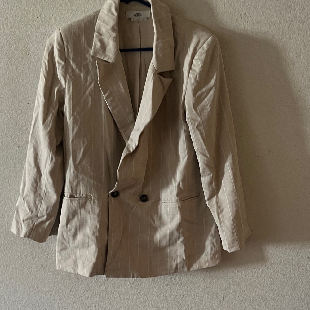 Women's Beige Striped Blazer